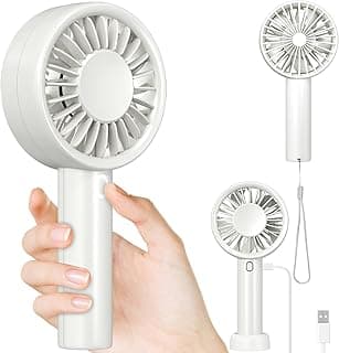 Decute Handheld Fan Mini Portable Turbo Fans, Strong Wind Hand Held USB-C Rechargeable Travel Fan for Indoor Makeup Office Desktop and Outdoor Beach, for Women Girl Men Boy, Beige