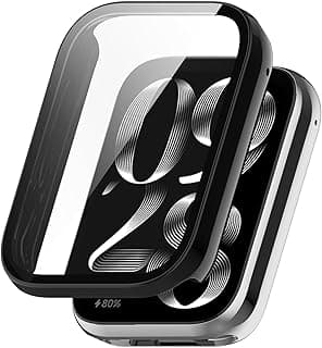 جراب حماية كامل مع زجاج مقسى لهاتف شاومي Mi Band 8 Pro، إكسسوارات حماية (أسود)