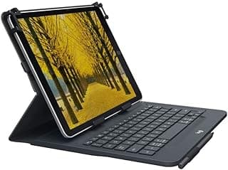 جراب تابلت عالمي مع كيبورد مدمج لأجهزة التابلت مقاس 9-10 بوصة، لوحة مفاتيح QWERTY - أسود