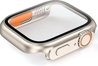 Case for Apple Watch With side pulley cover Series 5/6/7/8, 45mm, model exterior High Quality Change to Ultra Design (Golden + Orange)