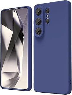 جراب سيليكون سائل لسامسونج Galaxy S26 Ultra مع حماية للكاميرا وبطانة مايكروفايبر (كحلي)