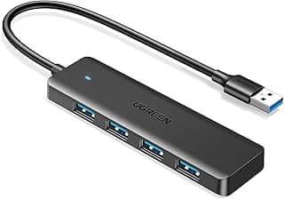 موزع USB 3.0 من يوجرين، 4 منافذ USB A رفيع للغاية للماوس ولوحة المفاتيح وفلاش درايف وقرص U والطابعة متوافق مع اللابتوب وجهاز الكمبيوتر المكتبي واكس بوكس وبلاي ستيشن 5 ونظام السيارة وغيرها