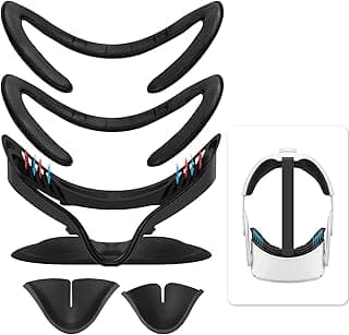 Zertylre VR Headset Accessories Set Fit Compatible with Oculus Quest 2, 1 Soft VR Facial Interface Bracket + 2 PU Leather Cover Pad + 2 Nose Pad + 1 Protective Lens Cover