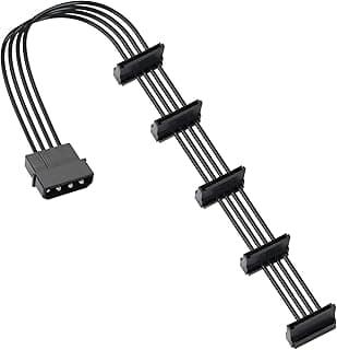 4 Pin IDE to 15 Pin SATA Splitter Power Cable,LP4 to 5x15 Pin Right Angel SATA Power Conversion Line Black Extension Cable for Hard Disk
