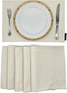 طقم مفارش سفرة قطن من ارت مود هوم، 6 قطع مفارش ورانر، أوف وايت 45 عرض × 30 طول و 35 عرض × 140 طول