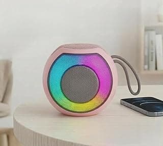مكبر صوت بلوتوث فرعي ، مضخم صوت لاسلكي محمول بإضاءة ليد ار جي بي و aux ,usb , كارت ميمورى وبطارية قابلة لإعادة الشحن للموبايلات والتلفزيون وأجهزة التابلت والكمبيوتر(بينك) مودل P60