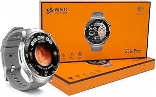 ساعة ذكية WO X16 برو مع مراقب لمعدل ضربات القلب وتتبع اللياقة البدنية بشاشة رقمية (فضي)