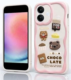 Case Compatible with Vivo V60 Lite (3D) Cartoon Design - Cute and Lightweight Raised Elements Soft Silicone Wavy Shape Comfortable Hand Cover (Chocolate & Cookies)