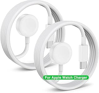 [عبوة 2 قطعة] شاحن ساعة ابل كابل USB C مغناطيسي سريع، متوافق مع ساعات ابل الترا 2/الترا/9/8/7/6/SE/SE2/5/4/3/2/1 (3.3 قدم، أبيض) - جديد