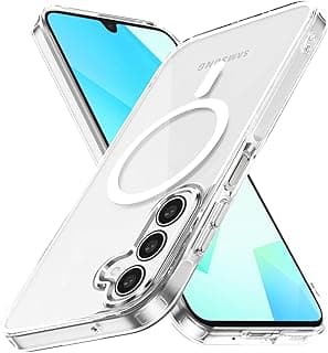 جراب مغناطيسي لهاتف Galaxy A26، مع شاشة حماية زجاج مقوى، [متوافق مع MagSafe]، غطاء حماية ضد الصدمات والسقوط العسكري لهاتف سامسونج A26 شفاف