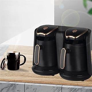 AKANE A.82701 Turkish Coffee Maker 600W + 600W Double Pot Electric Coffee Pot with Dual 500ml Capacity, Stainless Steel Turkish Coffee Machine for Fast Home Brewing