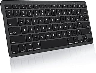 كيبورد بلوتوث OMOTON لأجهزة الماك، كيبورد لاسلكي مدمج متوافق مع MacBook Pro/Air, iMac, iMac Pro, Mac Mini, Mac Pro والكمبيوتر الشخصي، أسود داكن