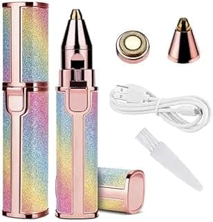 Facial Hair Remover & Eyebrow Trimmer, 2 In 1 Eyebrow Remover and Painless Hair Remover, Eyebrow Lips Nose Body Facial Hair Removal Razor For Women with Built-in LED Light (Multi Color)