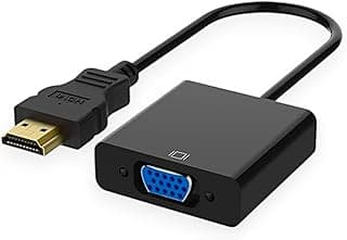 محول من HDTV إلى VGA، ديسبلاي بارت، نوع سي، [مدخل HDTV إلى مخرج VGA] محول شاشة قصير مطلي بالذهب (ذكر إلى أنثى) متوافق مع لينوفو وديل وHP واسوس (أسود)