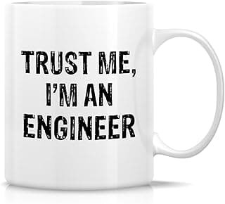 مج لطيف من ريتز - مجات قهوة السيراميك بطبعة «Trust Me I'm an Engineer» سعة 313 مل - هدايا عيد ميلاد مضحكة وساخرة ومحفزة وملهمة للأصدقاء وزملاء العمل والموظفين والأشقاء والأب أو الأم أبيض