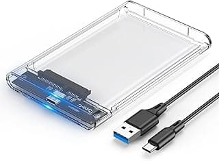 جراب هارد HDD خارجي بحجم 2.5 بوصة بمنفذ USB C 3.1 إلى ساتا III 6 جيجابت في الثانية UASP بتصميم شفاف 7/9.5 ملم، جراب هارد HDD/ SSD متوافق مع جهاز الكمبيوتر الشخصي وبلاي ستيشن 4 وXbox من ايجيت