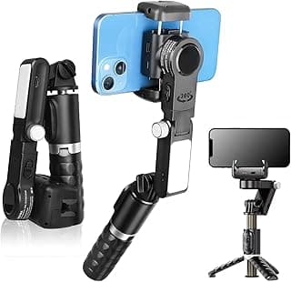 Gimbal for Phones with LED Fill Lighgt, Anti-Shake 2-Axis Gimbal Stabilizer with 360° Rotation Panoramic Shot with Bluetooth Remote, Auto Balance for Vlog, for YouTube Live Video Recording
