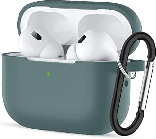 Compatible with AirPods Pro 2nd Generation Case Cover, Protective Silicone Skin with Keychain for Women Men for Apple AirPods Pro Gen 2 (2022), Front LED Visible (Pine Green)