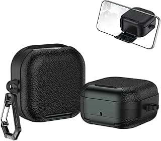 جراب شفاف لسماعات سامسونج Galaxy Buds 4/4 Pro (2026) مع قفل، جراب مقاوم للصدمات ومضاد للاصفرار مع ميدالية (أخضر وأسود)