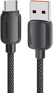 كيبل USB A الى USB-C بقدرة 100 واط 7 امبير من ايساجر | سلك شحن سريع سوبر وسوبر تشارج | PD3.0/QC3.0 من النايلون المضفر من النوع C | مزامنة 480 ميجابت لكل ثانية لهواتف هواوي وون بلس واوبو وسامسونج |