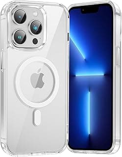 غطاء مغناطيسي لـ ابل iPhone 13 Pro، متوافق مع MagSafe، نحيف، سيليكون ناعم TPU + ظهر صلب PC مقاوم للصدمات ومضاد للخدش لـ iPhone 13 Pro 6.1 بوصة، شفاف