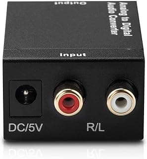 RCA L/R Analog To Digital Optical SPDIF Coaxial Audio Converter Adapter with Toslink Cable and Power Adapter