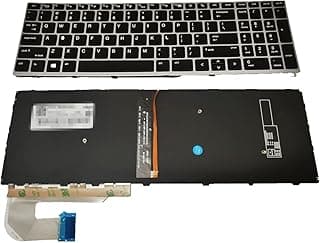 كيبورد بديل لجهاز اتش بي EliteBook 850 G5 850 G6 و Zbook 15u G5، كيبورد بإطار فضي وإضاءة خلفية بتخطيط US
