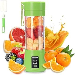 Portable blender cup,electric usb juicer blender,mini blender portable blender for shakes and smoothies, juice,380ml, six blades great for mixing,green, One size