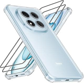 جراب شفاف ممتص للصدمات من البولي يوريثين الحراري لموبايل شاومي ريدمي نوت 15 5G/4G / بوكو M8 5G مع قطعتين من واقي الشاشة من الزجاج المقسى - غطاء شفاف ناعم مضاد للصدمات مع زوايا الوسادة الهوائية من زينيكسين