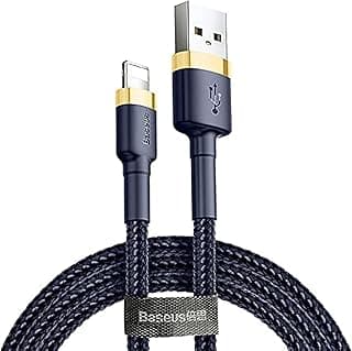 USB to Lightning Charging Cable iPhone 14 Pro Max Cafule Nylon Braided High-Density Quick Charge Compatible for iPhone 13 12 11 Pro Max Mini XS X 8 7 6 5 SE iPad (2 Meter, 1.5 A, Gold+Blue)