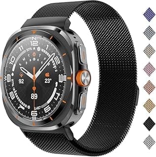 سوار متوافق مع سامسونج Galaxy Watch Ultra مقاس 47 مم (2024)، سوار شبكي من الستانلس ستيل بقفل مغناطيسي للرجال والنساء