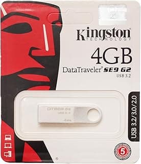 ذاكرة فلاش ميموري يو ديسك DTSE9 G2 سعة 4 جيجابايت بمنفذ USB 3.2 من كينجستون - فضي