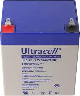 Ultracell UL5-12 Rechargeable VRLa Lead acid Battery, 12V 5ah