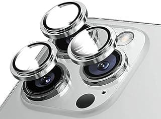 Camera Lens Protector, 9H Tempered Glass Metal Camera Lens Protector, Scratch Resistant Metal Camera Ring [HD Clear] [Corrosion Resistant] Shockproof Compatible with iPhone 12 Pro (Silver)
