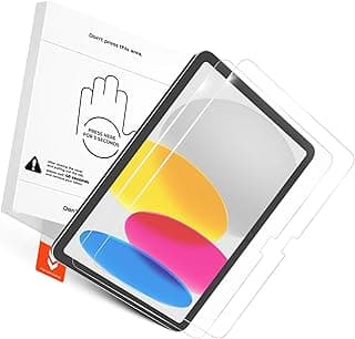 واقي شاشة زجاج مقوى متوافق مع iPad A16 الجيل 11 (2025) / iPad الجيل 10 (2022)، زجاج مقوى 9H مع إطار تركيب بدون فقاعات، شفاف عالي الدقة، حساسية عالية