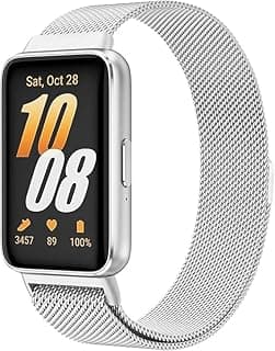 سوار ساعة معدني بديل وعصري قابل للتعديل من Next Store متوافق مع Samsung Galaxy Watch Fit 3 ، تصميم ميلانو شبكي مغناطيسي من الفولاذ المقاوم للصدأ للرجال والنساء.