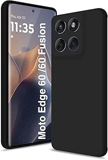 جراب موتورولا Edge 60 Fusion 5G، غطاء حماية سيليكون رفيع مقاوم للصدمات، مضاد للخدش بلمسة نهائية مطفية ناعمة باللون الأسود