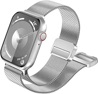 Stainless Steel Milanese Loop Compatible with Apple Watch Band 46mm 42mm 45mm 41mm 49mm 44mm 40mm 38mm Women Men, Magnetic Band for iWatch Series 11 10 9 SE 8 7 6 5 4 3 2 1 Ultra/2