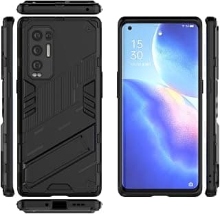متوافق مع اوبو Find X3 Neo 5G – جراب New Punk متين، شديد التحمل ومضاد للصدمات مع مسند مدمج، مضاد للسقوط (أسود)