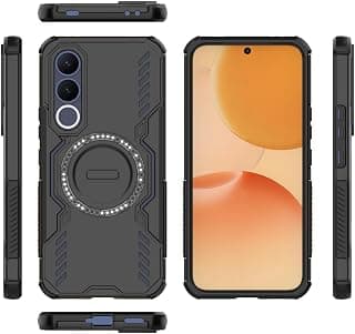 Compatible with vivo V70 FE 5G – Wing Shield Rugged Armor Case Cover, Shockproof with Magnetic Car Mount & Heat Dissipation (Black)
