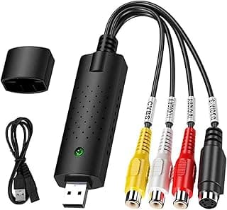 TCRAYCH USB Audio Video Converter, VHS to Digital Converter, Video Capture Card Digitize from Analog Video VCR VHS DVD, for Windows 7 8 10