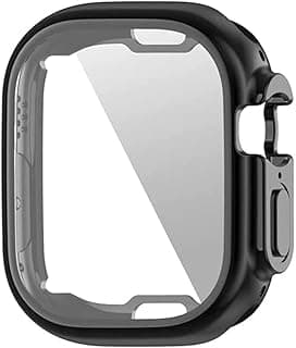 جراب شفاف ناعم 360 درجة لساعة ابل الترا 49mm مع واقي شاشة TPU (أسود)