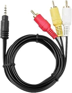 AV Male 3.5mm to 3 RCA Male Audio Video Cable, Black, PVC and Copper, 100cm, for Home Entertainment Systems, Receivers, TV