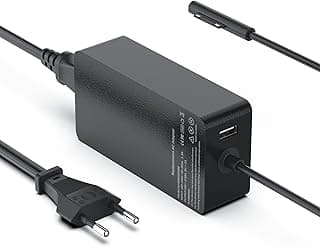شاحن مايكروسوفت سيرفس برو 65W 15V 4A، مزود طاقة للابتوب لموديلات Pro 8/7/7+/6/5/4/3/X, Laptop/4/3/2, Go 3/2, Book 3/2، مع منفذ USB