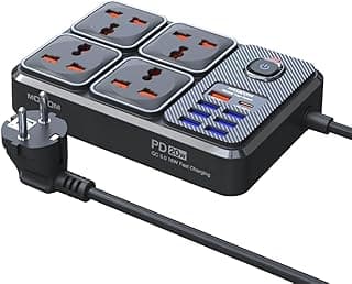 مشترك كهرباء موكسوم MX-ST17، 12 في 1، يدعم PD، 4 مقابس، 7 منافذ USB، منفذ Type-C PD، مفتاح تحكم رئيسي، 20 وات، 3 متر - أسود