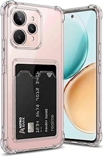جراب محفظة شفاف متوافق مع Realme 15 (5G) مع فتحة بطاقة، غطاء حماية ناعم مضاد للصدمات مع حامل بطاقة لطيف - شفاف (Realme 15 5G)