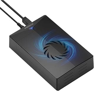 FDECO P3U-U3 USB 3.0 External Hard Drive Enclosure – 2.5" & 3.5" SATA HDD/SSD Enclosure with Cooling Fan, Tool-Free Installation & UASP Support