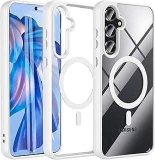 Magnetic Case for Samsung Galaxy S25 FE 5G Case [Compatible with MagSafe] [Shockproof Military Grade], Transparent Back Slim Bumper Cover Phone Case (White)