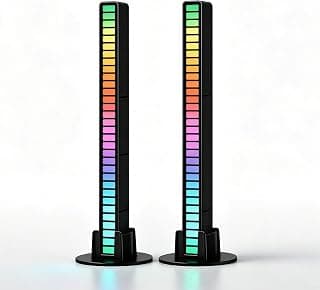 شريط إضاءة ذكي RGB مع 32 LED، إضاءة إيقاعية للموسيقى مع 18 لون و8 أوضاع ديناميكية، إضاءة تحكم صوتي تعمل بالـ USB لغرف النوم والجيمنج والسيارة
