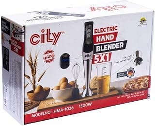City HMA-1026 5-in-1 1500W Electric Hand Blender, Black/Silver